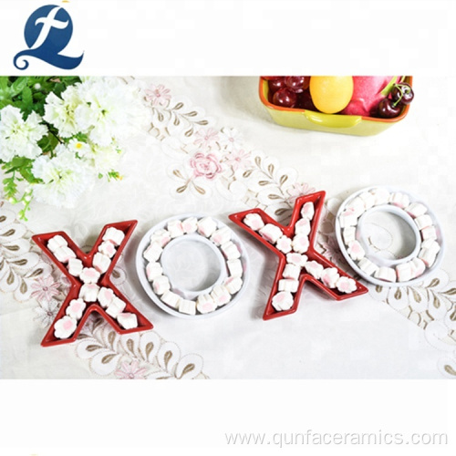 Modern Style Letter Shape Ceramic Candy Plate